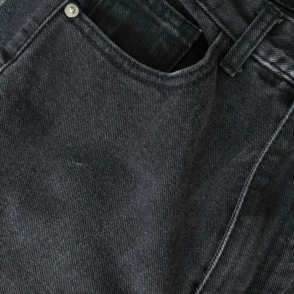 Nasty Gal Retro Western Black Straight Leg Jeans Ankle Slit High Rise 2 - Picture 3 of 8